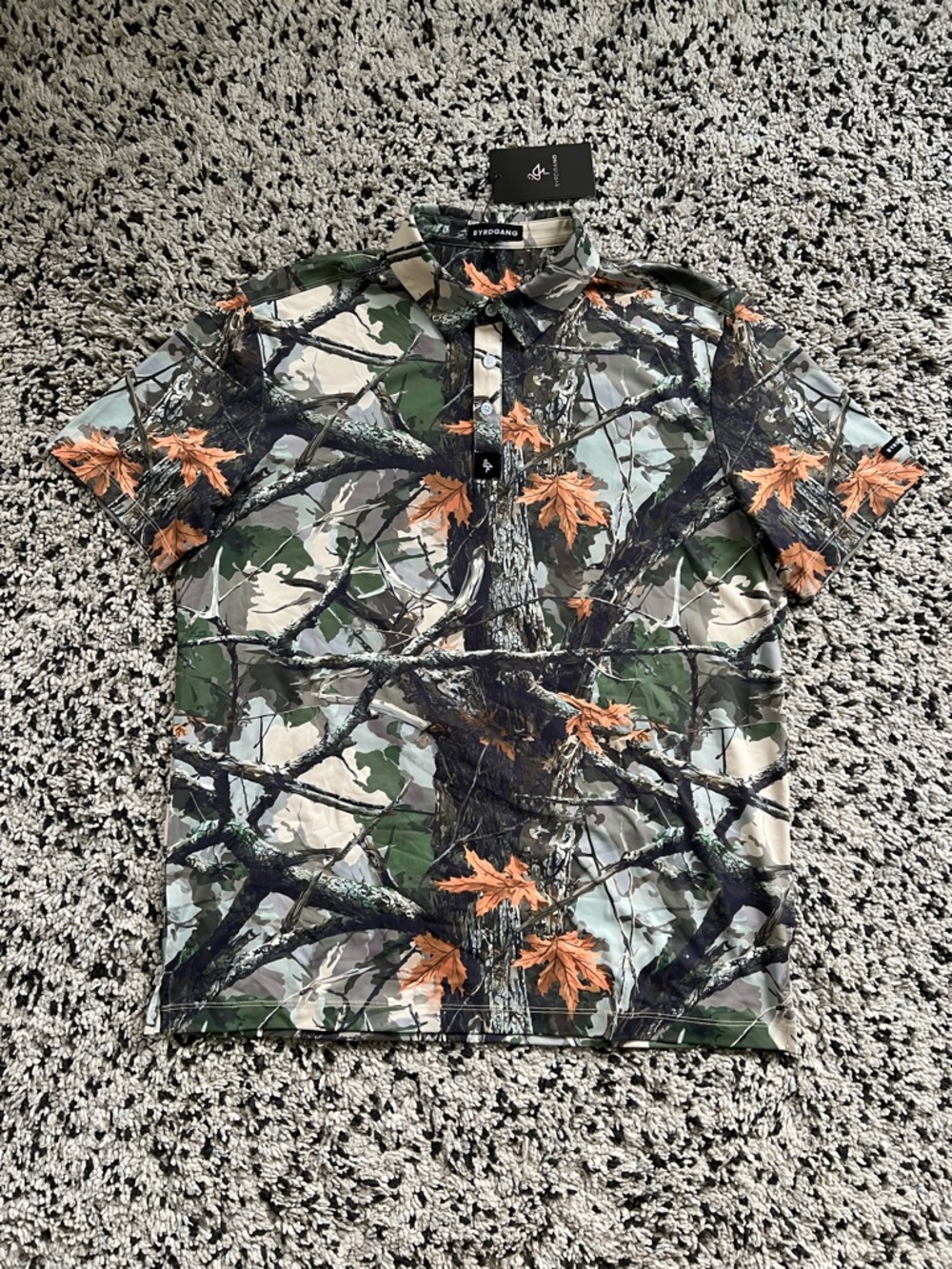 BYRDGANG Golf Camo Polo Shirt Short Sleeve Lightweight Stretch Men’s Medium